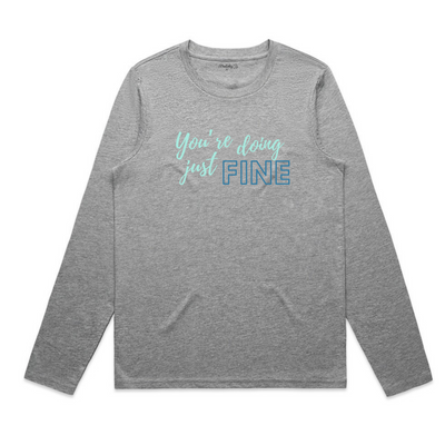 Doing Fine - Long Sleeve Tee - Grey Marle